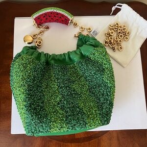 LOEWE Squeeze Mini Green Beaded Leather Bag - Limited Fruit Edition